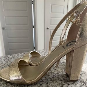 Gold Guess Strapy Block Heel
